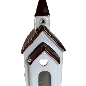 Maison-photophore Scandinave Église - Céramique blanche