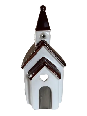 Maison-photophore Scandinave Église - Céramique blanche