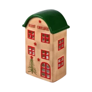Maison-photophore Scandinave Noël - Céramique beige