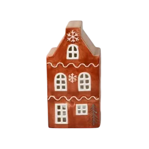 Maison-photophore Scandinave Noël - Céramique brune