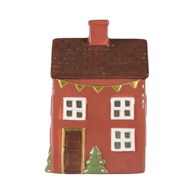 Maison-photophore Scandinave Noël - Céramique rouge