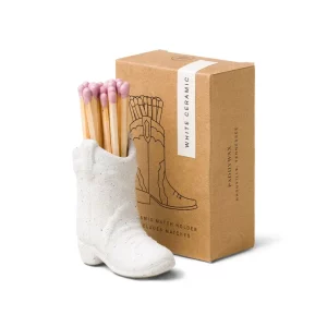 Porte-allumettes Botte Cowboy – Blanc