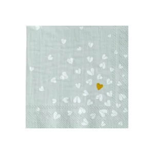 Serviettes Cocktail Cœur Doré