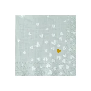 Serviettes Cocktail Cœur Doré