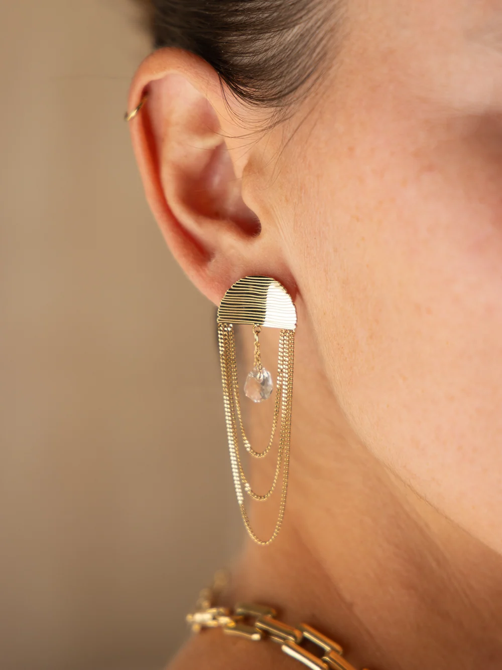 Boucles d'oreilles Caylne - Acier Doré