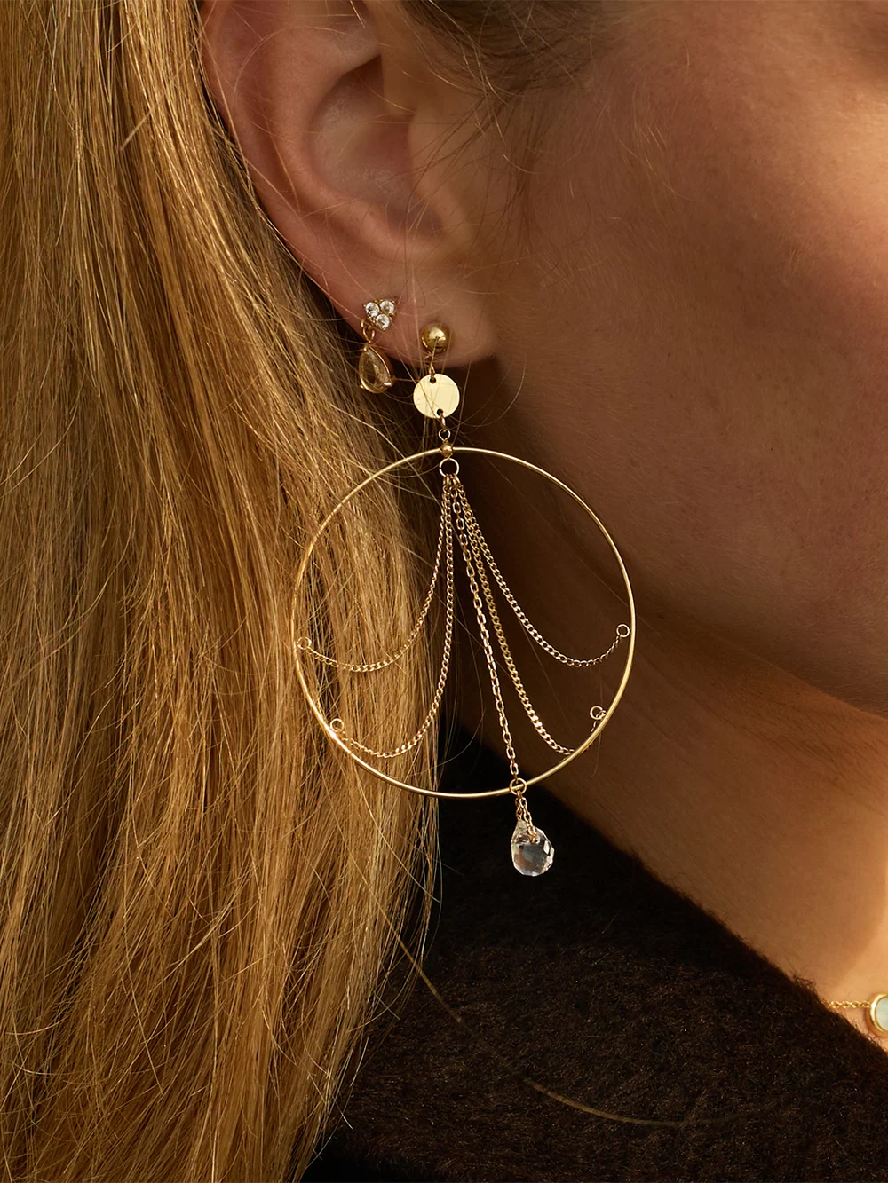 Boucles d'oreilles Solstice - Acier Doré