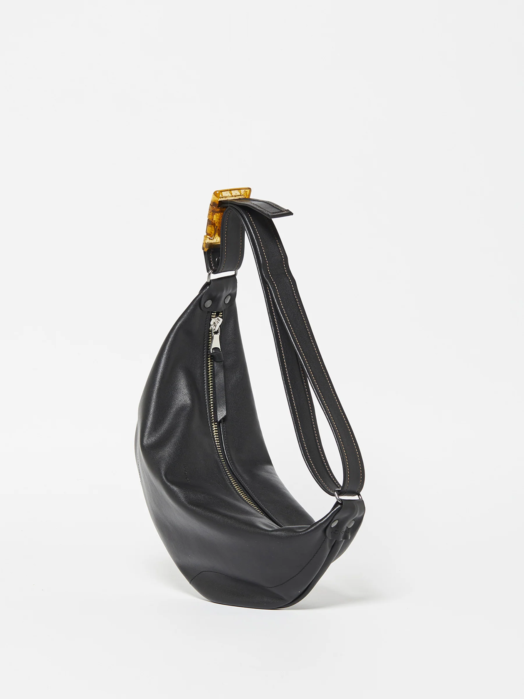 Sac demi-lune Petit Luna Cuir - Noir