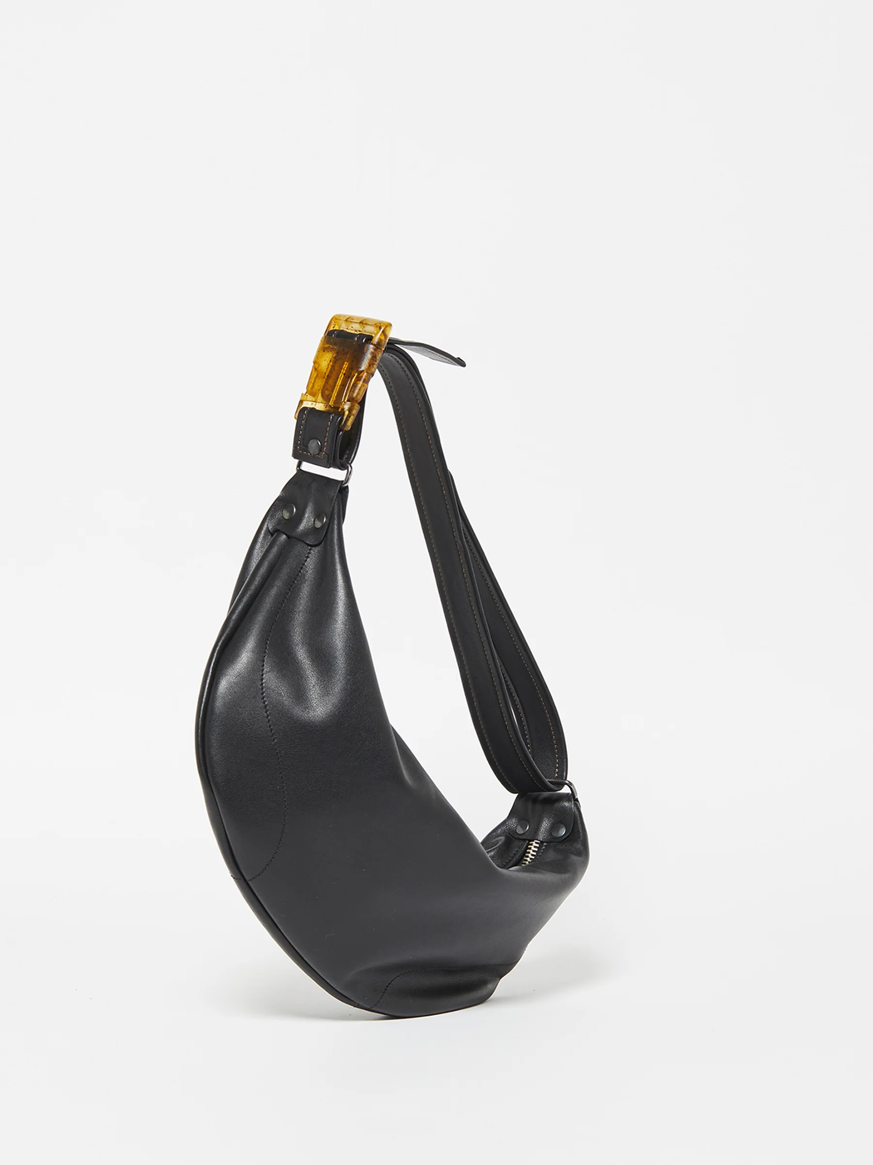 Sac demi-lune Petit Luna Cuir - Noir