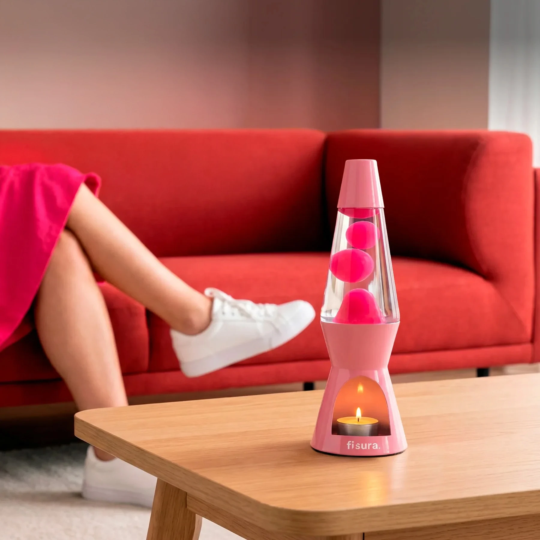 Lampe Lave à bougie - Rose