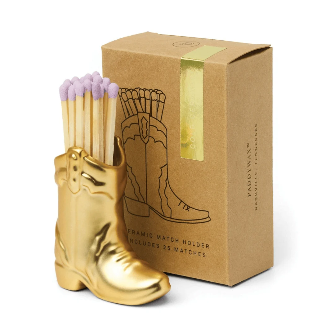 Porte-allumettes Botte Cowboy - Doré