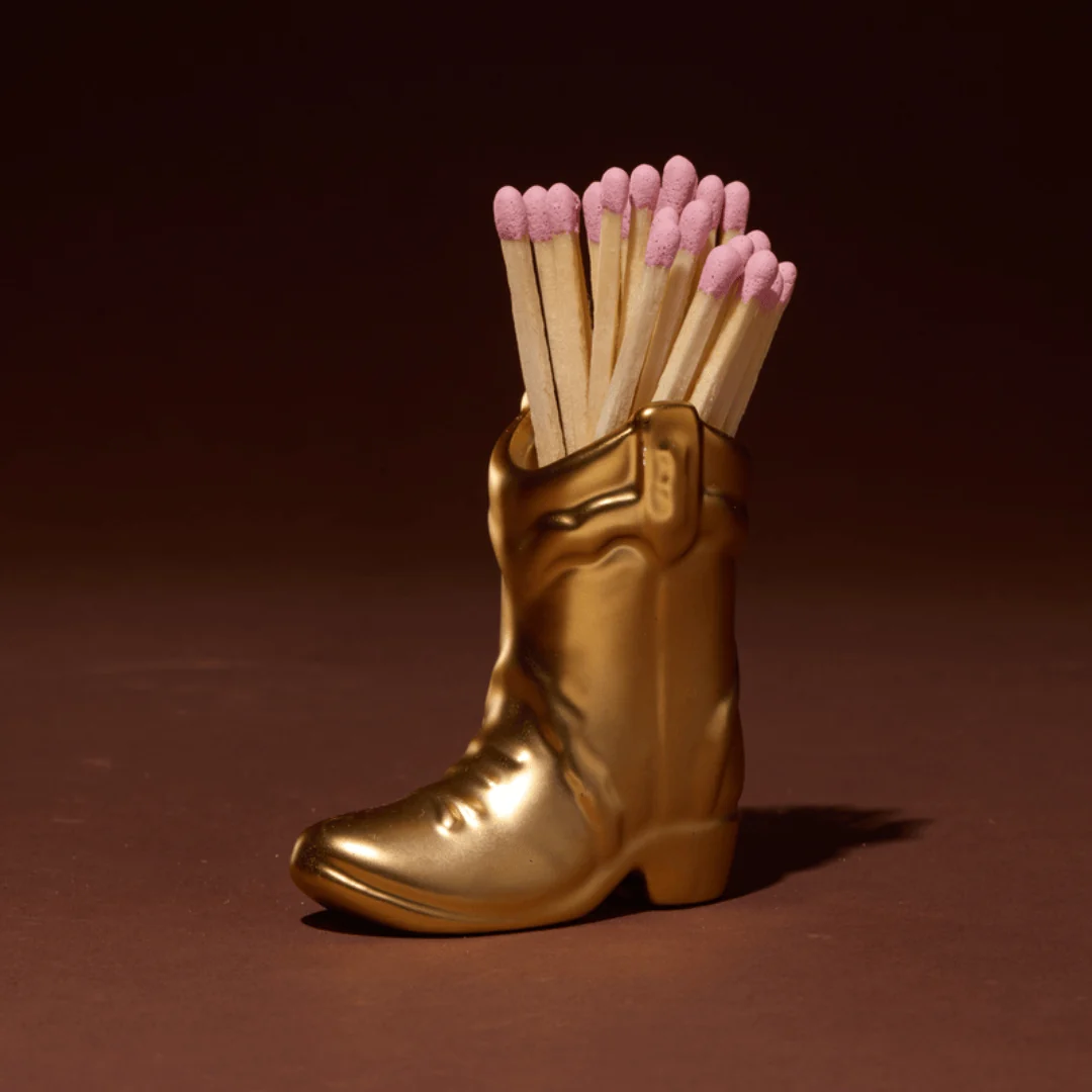 Porte-allumettes Botte Cowboy - Doré