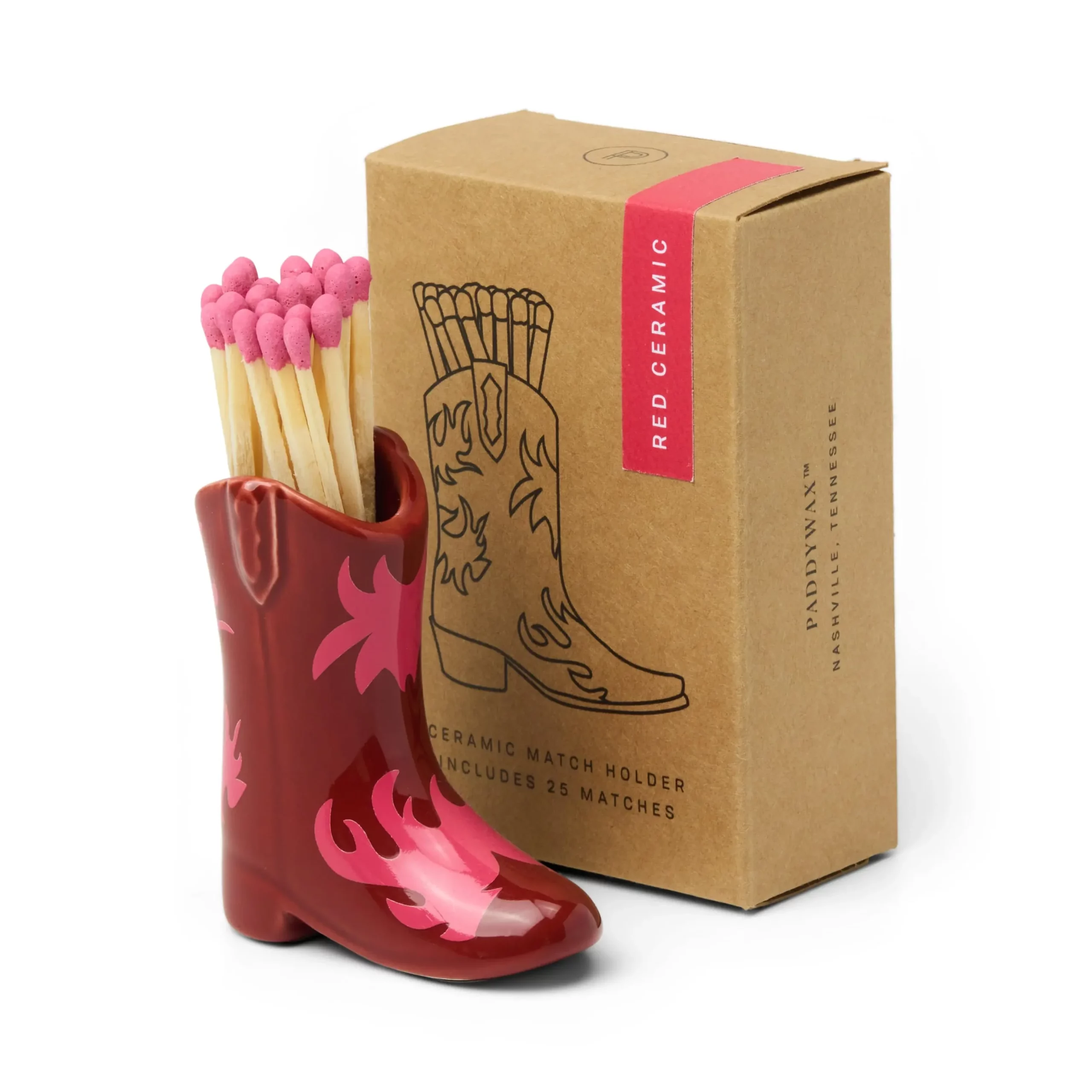 Porte-allumettes Botte Cowboy - Rouge